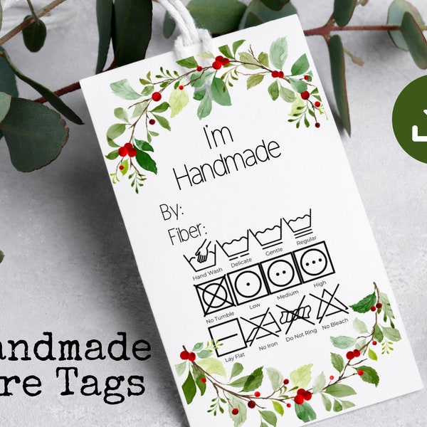 Printable Care Labels Tags / Handmade With Love /  Washing Instructions / Care Instructions for CROCHET, KNITTING tags/ Fiber Care Tags /