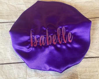 Adjustable Ombré Personalized Name Bonnets/Satin lined Kids/Adults sleep cap/ Embroidered hair bonnet/Baby/Toddler/Tween/Teen/Unique gift