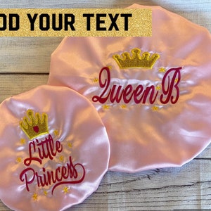 MOMMY and ME Baby/Infant/Toddler Bonnet/Satin lined/personalized gift/hair sleep cap/Adult Embroidered/Bonnet matching gift set/baby shower