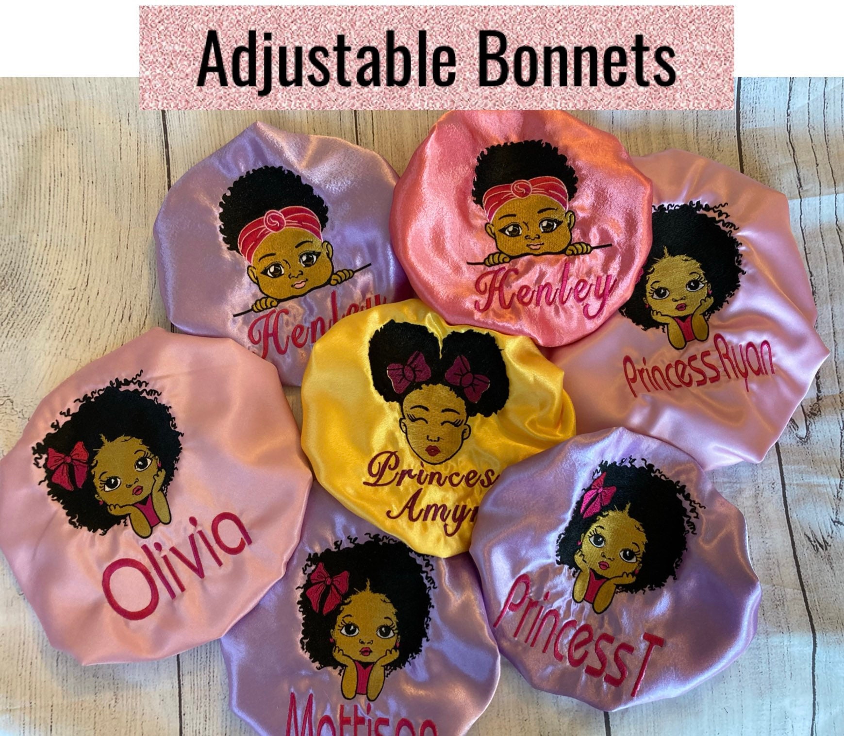 Custom Logo Mommy And Me Bonnet Set Custom Bonnets Packaging And Silk Wraps  Kids Satin Bonnets