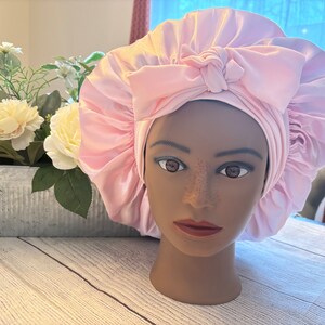 Satin Hair Bonnet with long Ties/single layer/long bonnet/Sleep cap/kids/Adult/headband/pull ties/bow/hair protection/locs/braids/adjustable