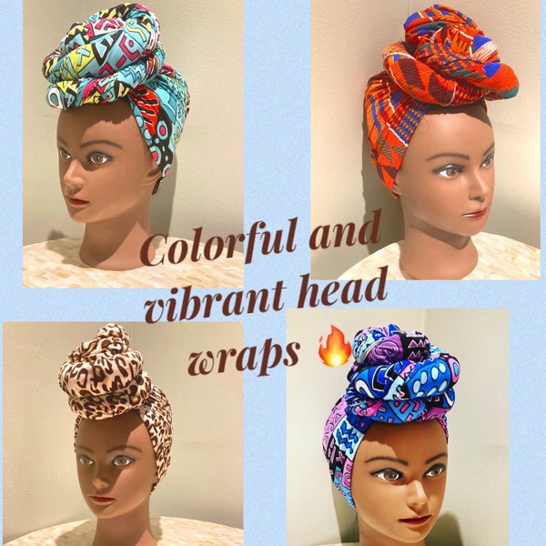Jersey Knit Stretchy Head Wrap / Scarf / Turban / African Headwrap / Stretchy Head Wrap with Face Mask/black history/Juneteenth