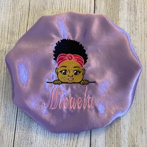 Custom Baby/Infant/Toddler Bonnet/Satin lined/custom sleep cap/hair bonnet/baby/toddler/Embroidered bonnet/Natural hair
