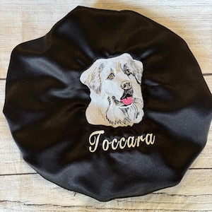 Great Pyrenees dog design/Infant/baby/Toddler/kids/adult hair Bonnet/Satin lined sleep cap/Embroidered/personalized/custom gift/unique pet