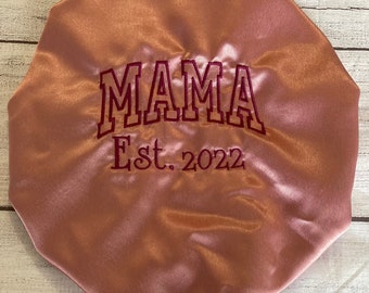 Mama/Nana/Wifey/Aunty silk hair bonnet/Custom Satin lined sleep cap Embroidered/Teen/Adult/Mother’s Day gift/mom bonnet