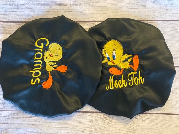 Personalized Tweety Bird Satin Kids/adult Sleep Cap/hair Bonnet/  Embroidered Hair Bonnet/baby/toddler/kids/infant/teen/custom Gift/yellow -  Etsy