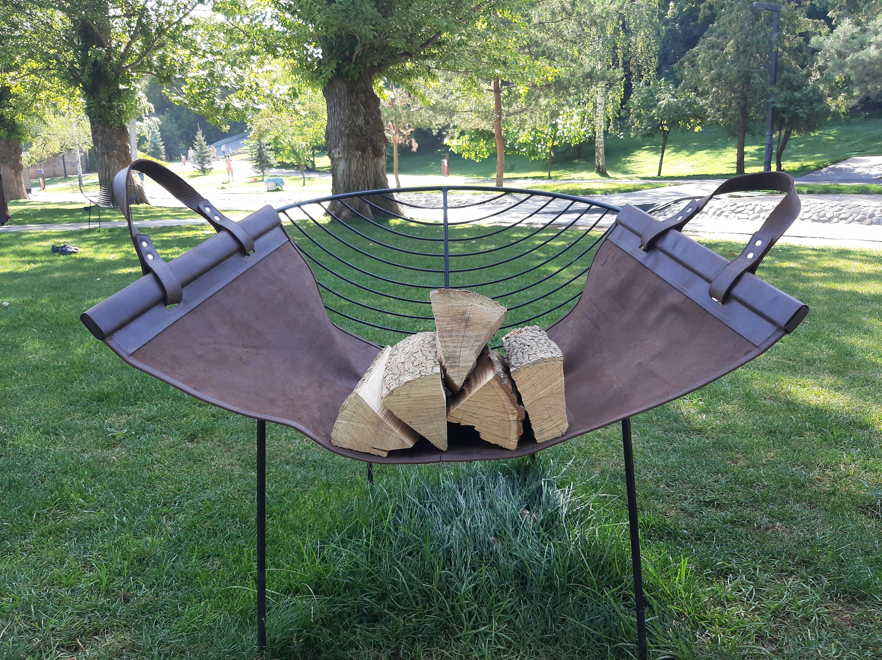 Leather Log Carrier Firewood holder Leather log holder Etsy