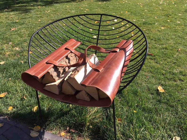 Leather Log Carrier Firewood holder Leather log holder Etsy