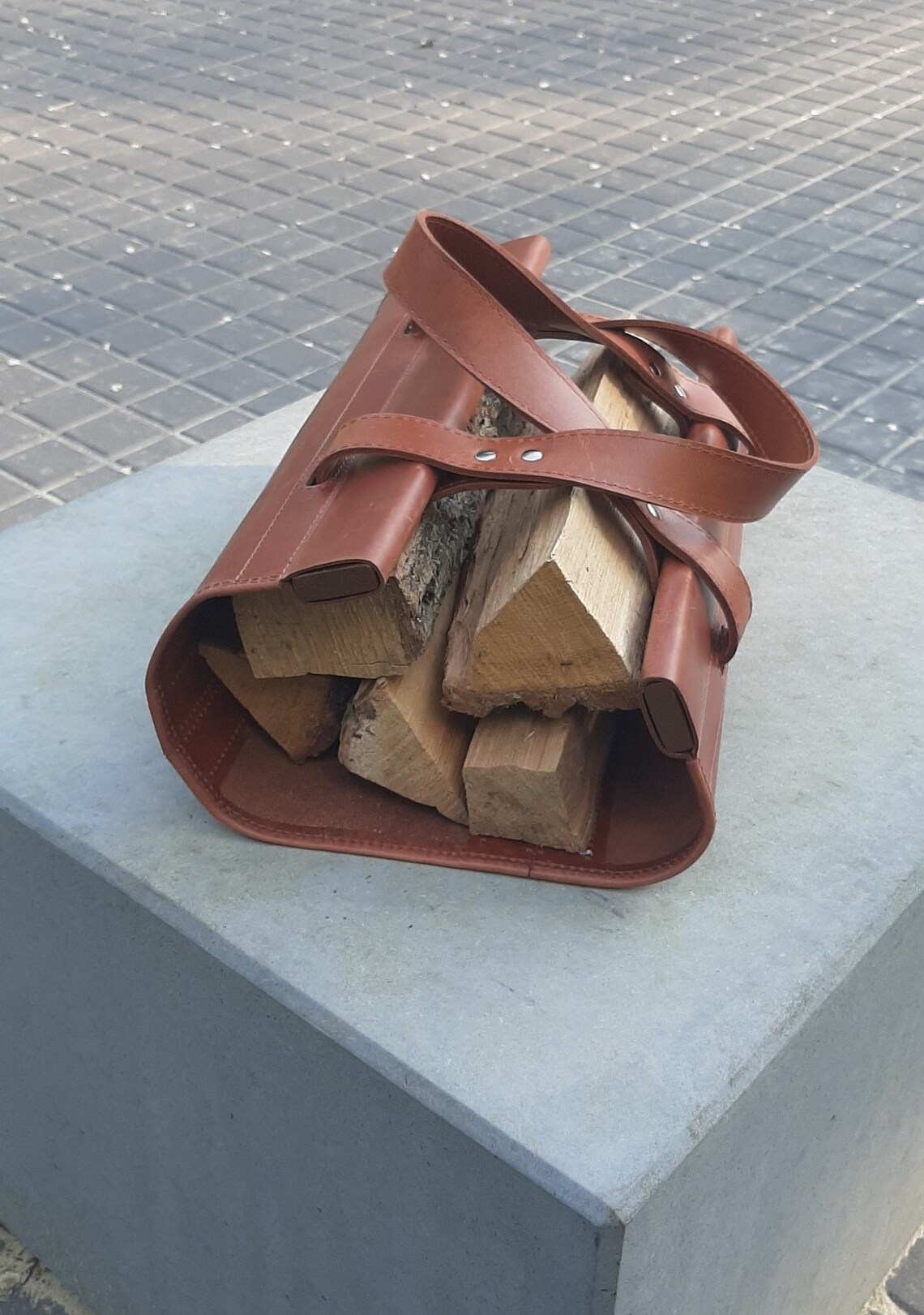 Leather Log Carrier Firewood holder Leather log holder Etsy