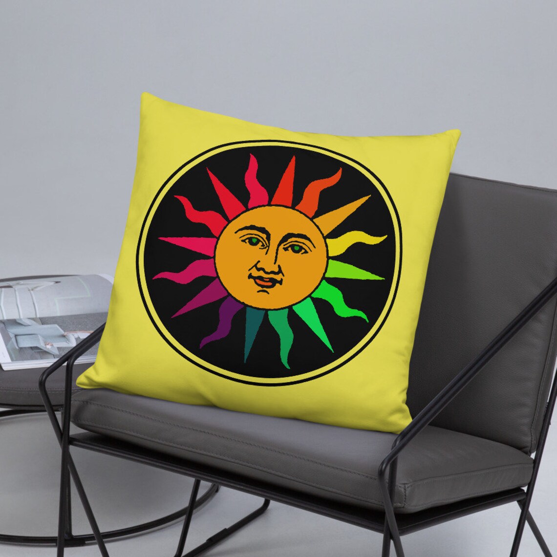 Sun Pillow Rainbow Sun Pillow Multicolour Sun Pillow Sun Etsy