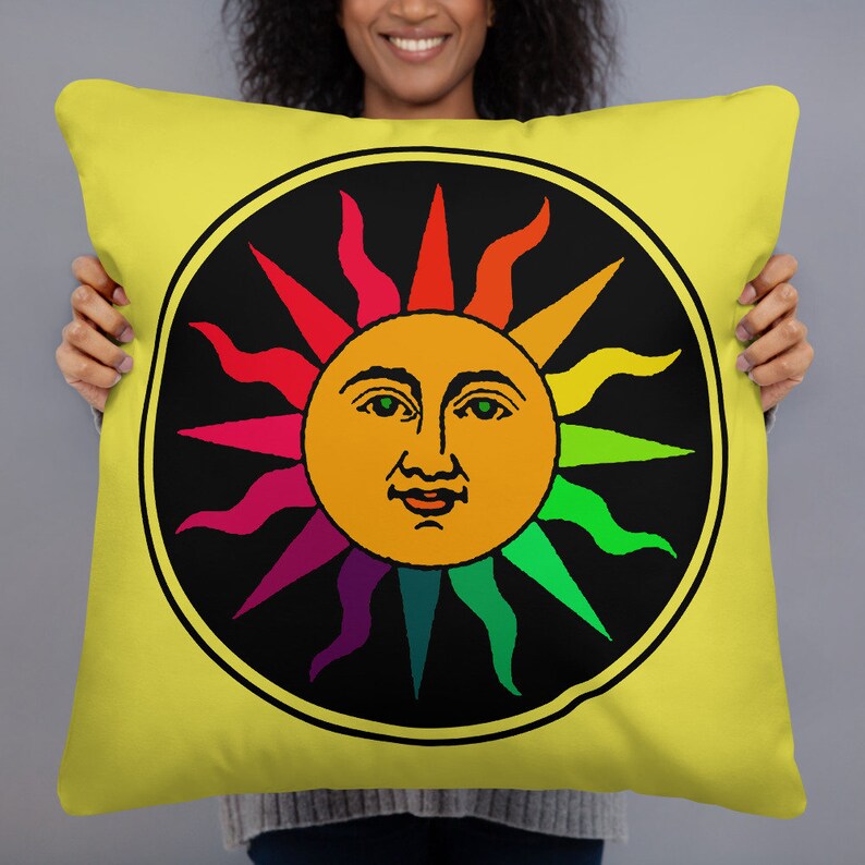 Sun Pillow Rainbow Sun Pillow Multicolour Sun Pillow Sun Etsy