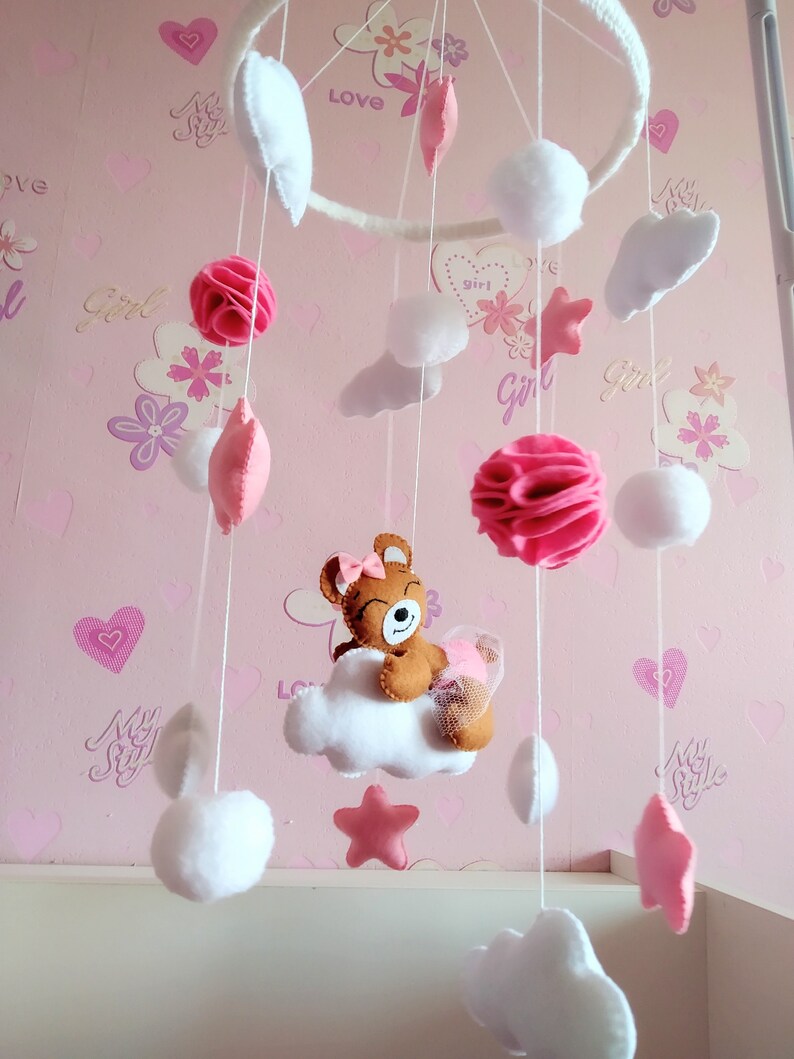 Baby mobile Mobile musical bebe for girl Handing mobile Etsy