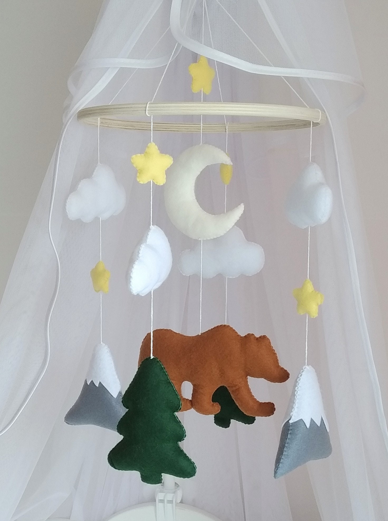 Berge Baby mobile Natur Kindergarten mobile Wald Kindergarten | Etsy
