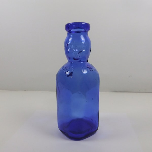 Brookfield Baby Top Cobalt Blue Glass Milk Bottle One Quart