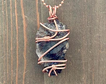 Smoky Quartz Necklace Large Wire Wrapped  Raw Black Smoky Quartz Pendant Mens Talisman Jewelry Gift