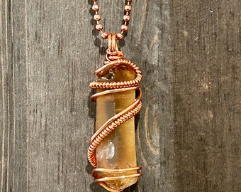 Natural Citrine Necklace XL Wire Wrapped Citrine Crystal From Zambia November Birthstone Handmade Talisman