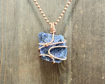 Sodalite Necklace Large Wire Wrapped Sodalite Pendant Handmade Crystal  Talisman Mens  Jewelry Gift Throat Chakra