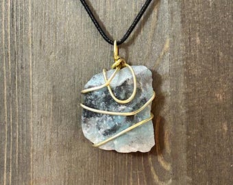 Raw Trolleite Necklace BRASS Wire Wrapped Handmade Crystal Pendant High Vibration Stone Gemstone Gift