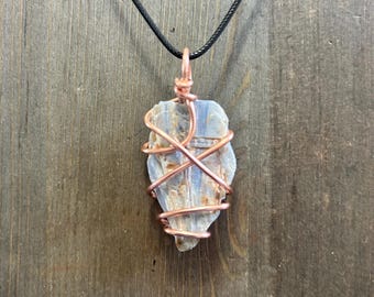 Raw Blue Kyanite Necklace Handmade Wire Wrapped Blue Kyanite Pendant  Handmade Gemstone Jewelry Crystal Gift