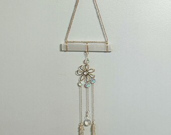 Selenite Sun Catcher Wire Wrapped Crystal Suncatcher Boho Wall Decor Handmade Wall Hanging Home and Living Gift