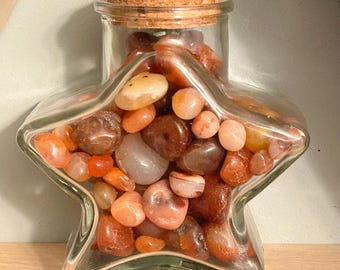 Carnelian Crystal Star Jar Motivation  Abundance Decor Sacral Chakra Energy Manifestation Altar Piece Spiritual Home Decor Gift