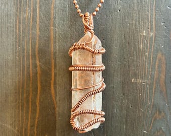 Fire Quartz Necklace Wire Wrapped XL Hematoid Quartz Pendant Handmade Crystal Jewelry Gemstone Gift