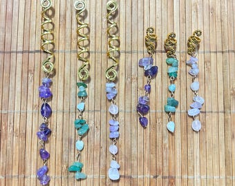 Gemstone Loc Jewelry Spiral Braid Cuff for Locs & Braids Boho Hair Accessory Festival Style Dreadlocok Hair Accessories