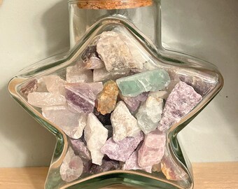 Amethyst Fluorite Moonstone And Quartz Crystal Star Jar Intuition Calm Decor  Energy Jar Spiritual Home Accent Altar Decor Gift
