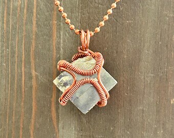 Pyrite Necklace XL Wire Wrapped Cubic Pyrite Pendant Handmade Crystal Jewelry  Fools Gold Abundance Stone
