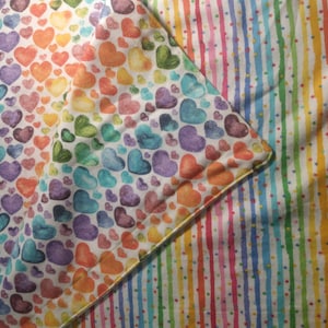 Rainbows Hearts and Lines Blanket