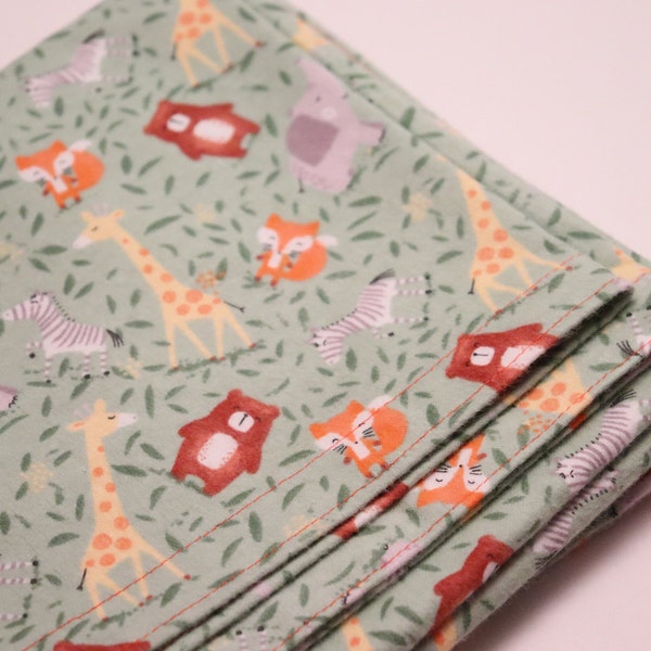 Giraffe Bears Foxes Flannel Baby Blanket | 100 Cotton | Soft Flannel | Toddler Blanket | Lap Blanket | Diaper Bag Blanket