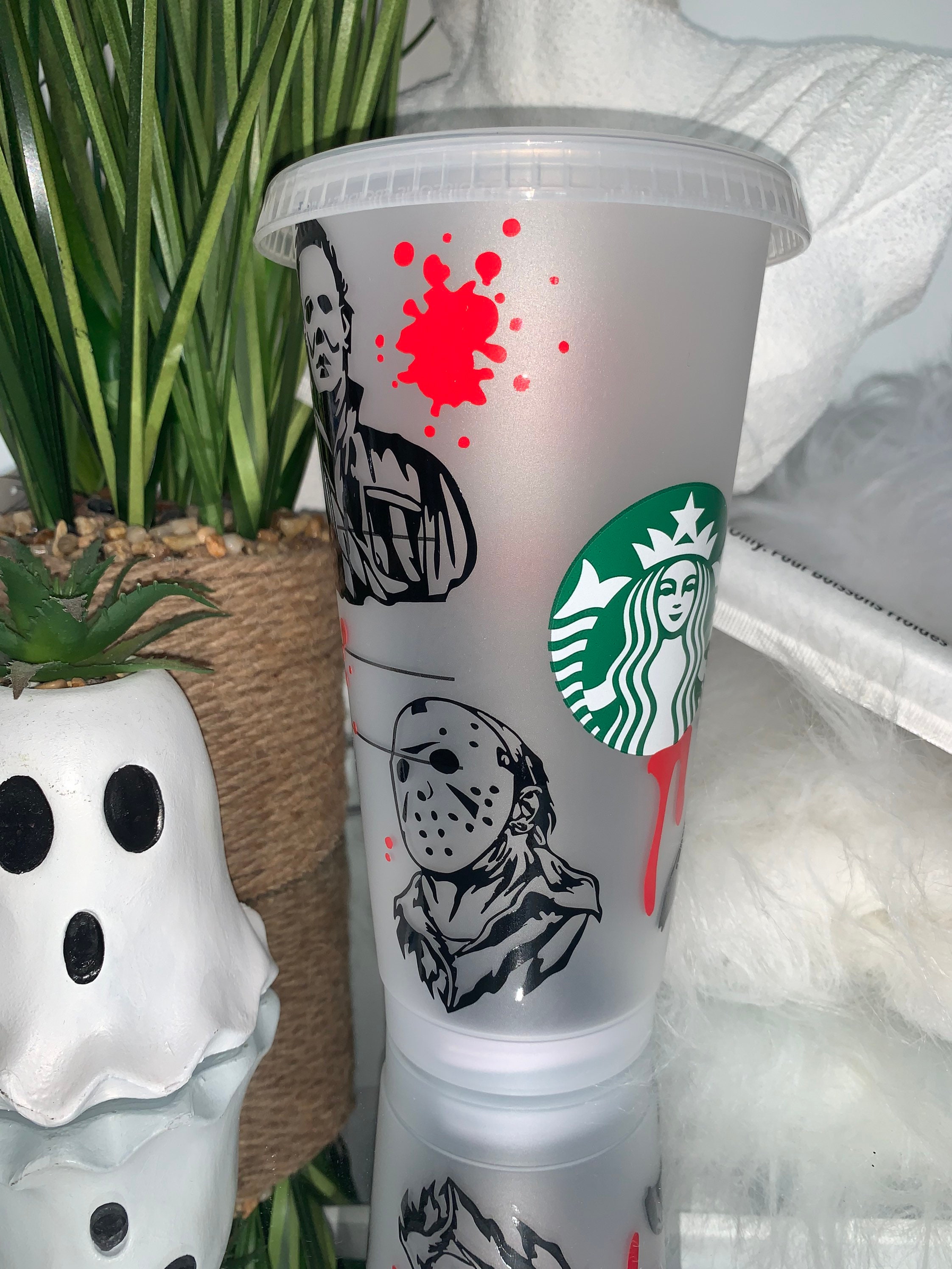 Horror Halloween reusable Starbucks cold cup birthday cup Etsy