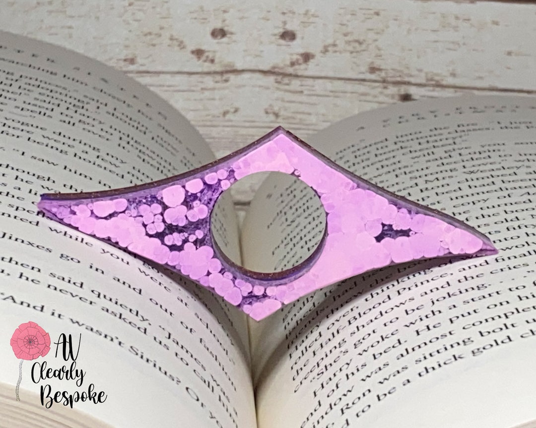 Purple Ink and Pink Glitter Page Holder, Thumb Page Holder, Page