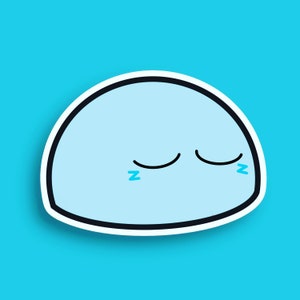 Sleepy Baby Blue Dango Sticker | Waterdichte | Kawaii Stickers | Emoties | Premium Matte Sticker