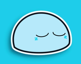Sleepy Baby Blue Dango Sticker | Waterproof | Kawaii Stickers | Emotions |Premium Matte Sticker