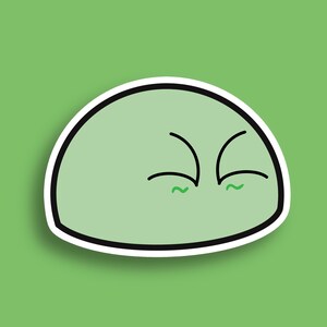 Autocollant Dango vert dégoûté | | imperméable à l’eau Autocollants kawaii | Émotions | Autocollant mat Premium
