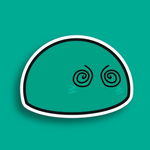 | d’autocollant dango vert marin confus | imperméable à l’eau Autocollants kawaii | Émotions | Autocollant mat Premium