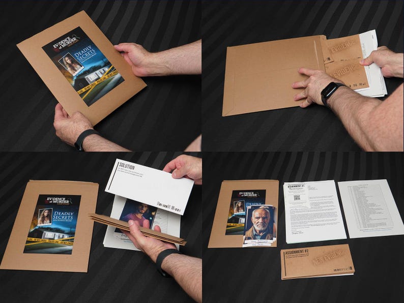 Puzzle mystery box crime solving game true crime puzzle escape room game cold case file