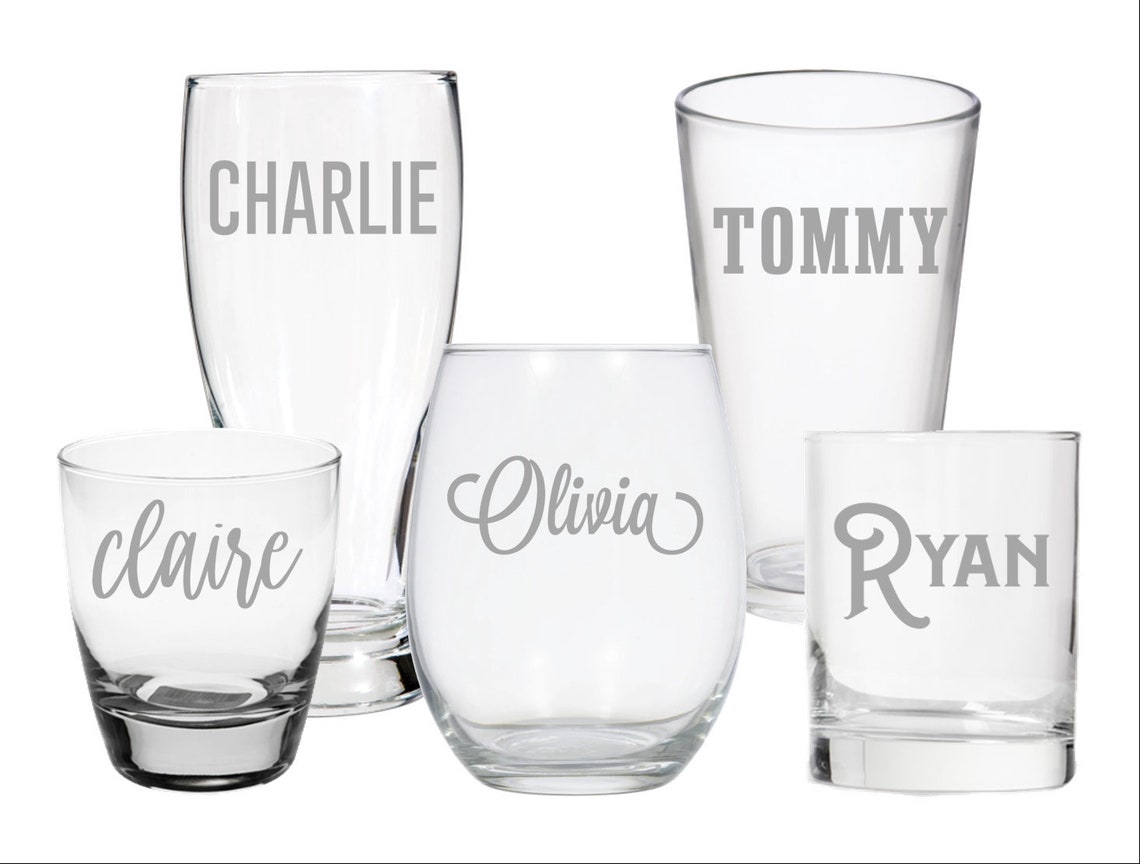 Etched Personalized Glass Name Glass Custom Cocktail Glass Etsy