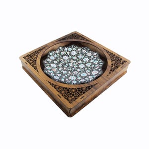 Minakari plate, Enamel plate with wooden frame, Enamel, Enamelling, miniature, Mina, Mina kari, M2-762