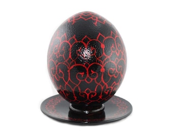 Handmade Painted Ostrich Eggshell: Decorative Easter Egg