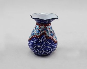 Handmade Enamel Vase: Minakari Art, Decorative Vase (1.4 x 1 In)