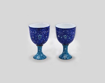 Minakari 2 pedestal egg cups, Enamel, Enamelling, miniature, Mina, Mina kari