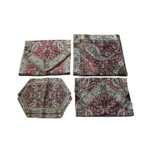 5-Piece Termeh Tablecloth Set, Traditional Side Table Covers, Gh2-140