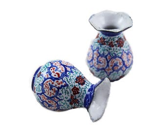 Handmade Enamel Mina Vase: Decorative Floral Minakari Art