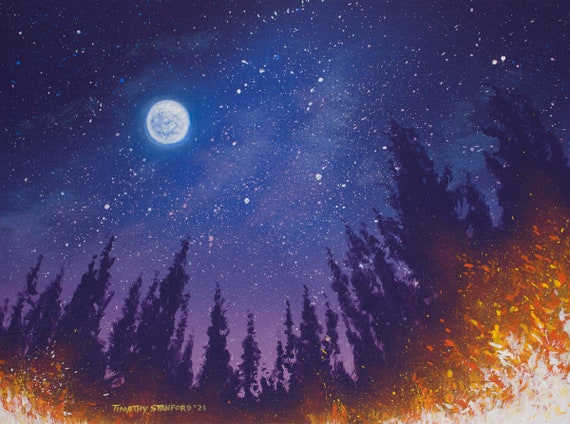 Starry Night Sky Print of Original Painting Realistic Summer - Etsy