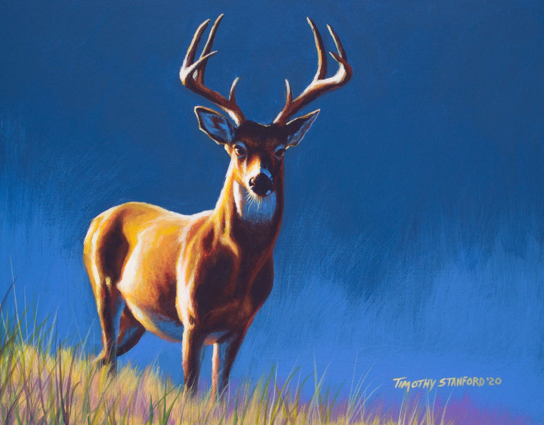 Deer Art Print of Original Painting, Hunting Wall Decor, Deer Painting