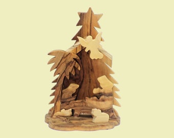 Christmas Nativity Scene Nativity Set Olive Wood Hand Carved from Bethlehem  - Blessed in the Holy Sepulchre Church