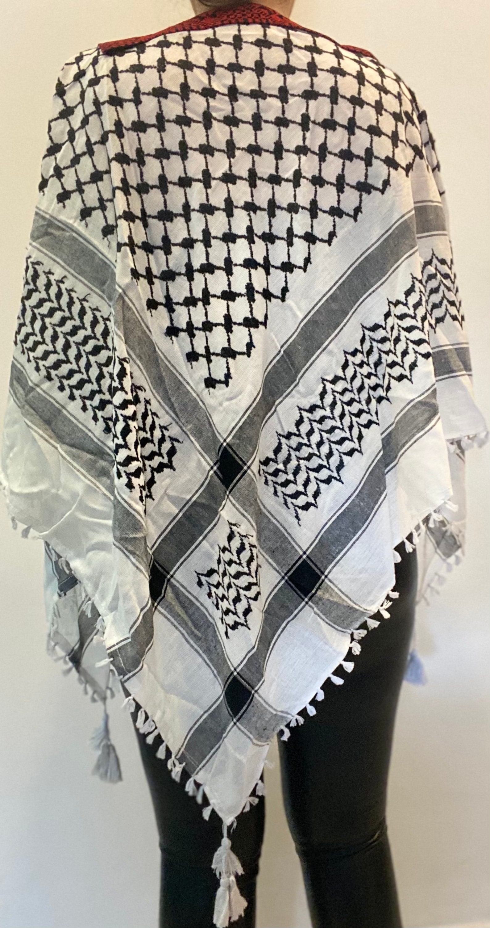 Traditional Palestinian Kufiya Woven Shawl Embroidered Etsy