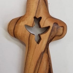 Bird Cross Keychain Holy Land Olive Wood Hand Carved Holy Land Jerusalem Holy Sepulchre Church Blessed image 3